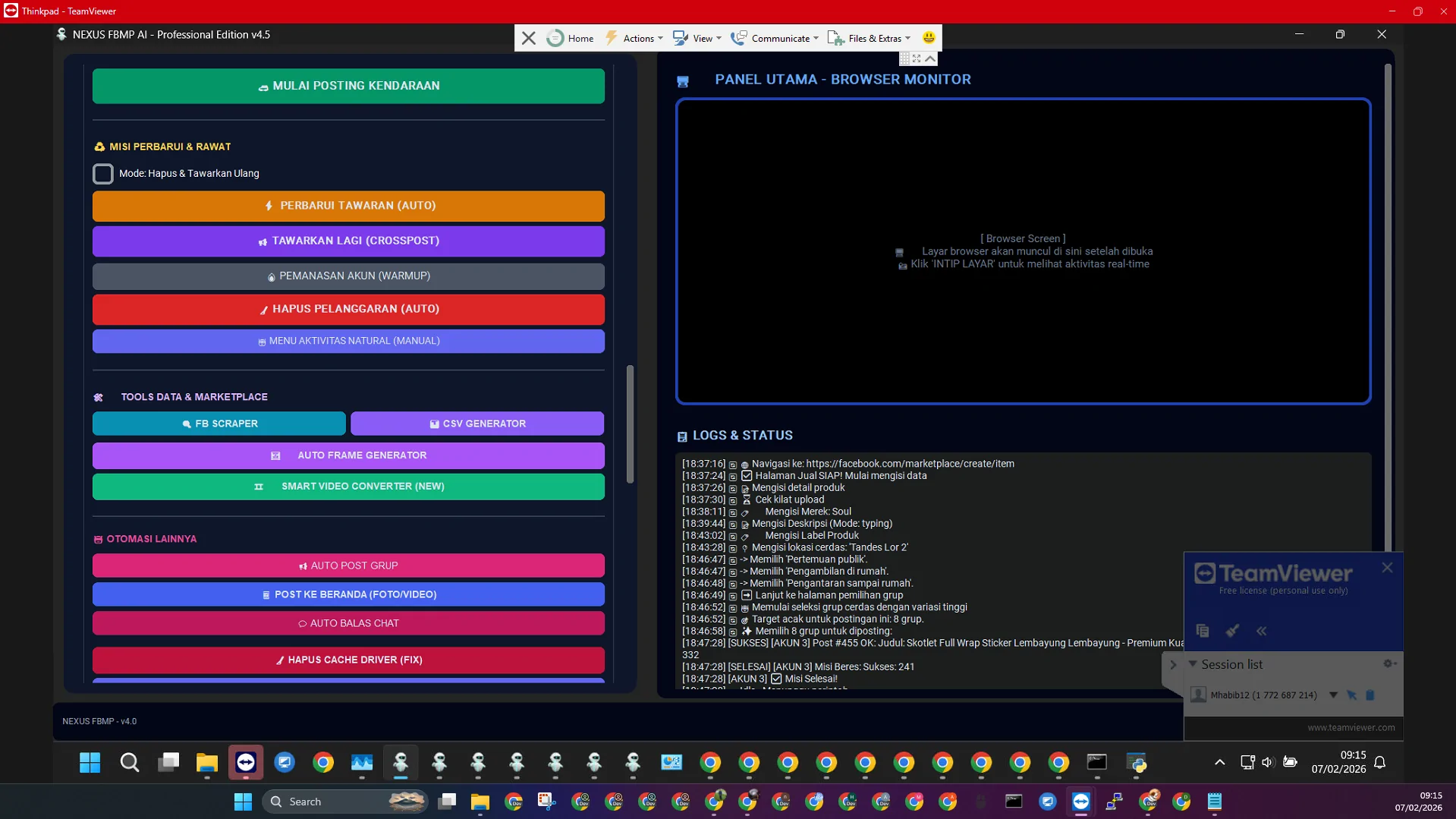 Bot Facebook Marketplace Custom Jok Sticker Variasi - Lisensi Token