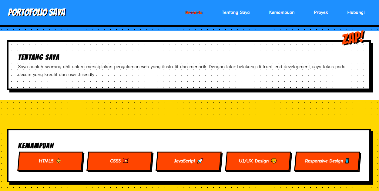 Web Portofolio Tema Komik